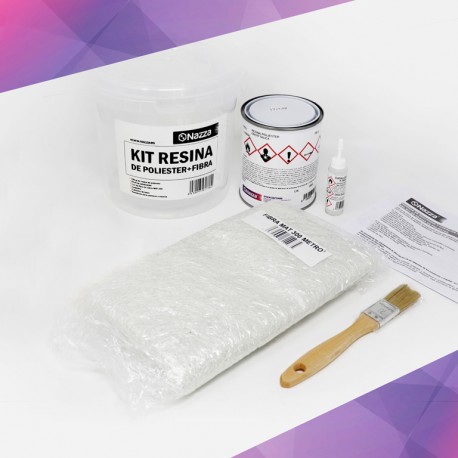 Kit resina de poliéster + peróxido + fibra de vidrio Nazza + paletina + guantes